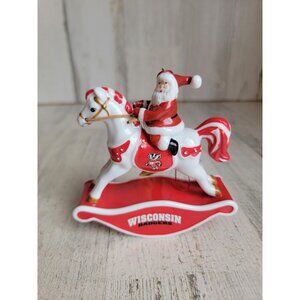 Danbury Mint Wisconsin Badgers rocking horse santa ornament Xmas
